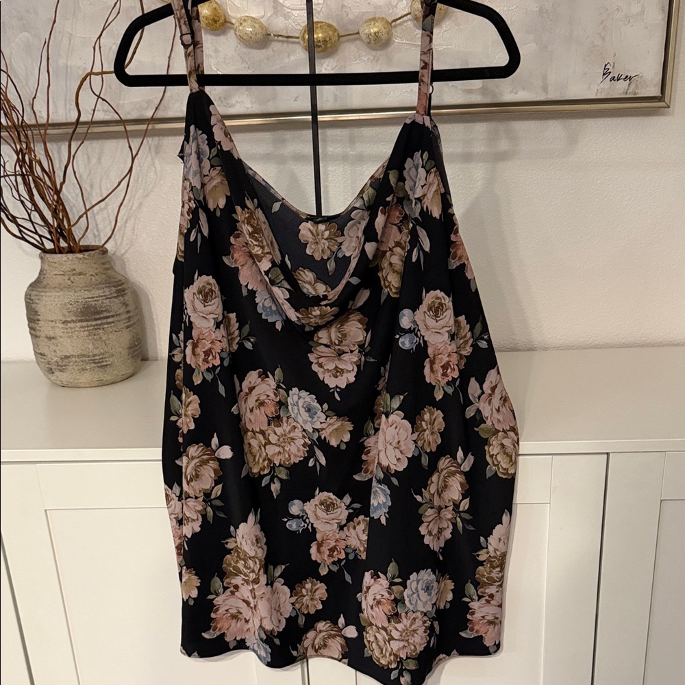torrid Black Floral Cowl Neck Camisole